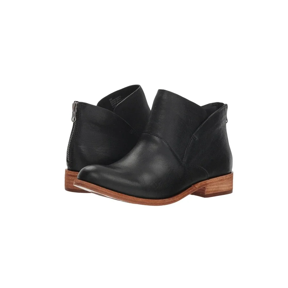 Kork-Ease Velma Ankle Boots Womens 9M Black Excellent Leather Back Zip‎ Low Heel